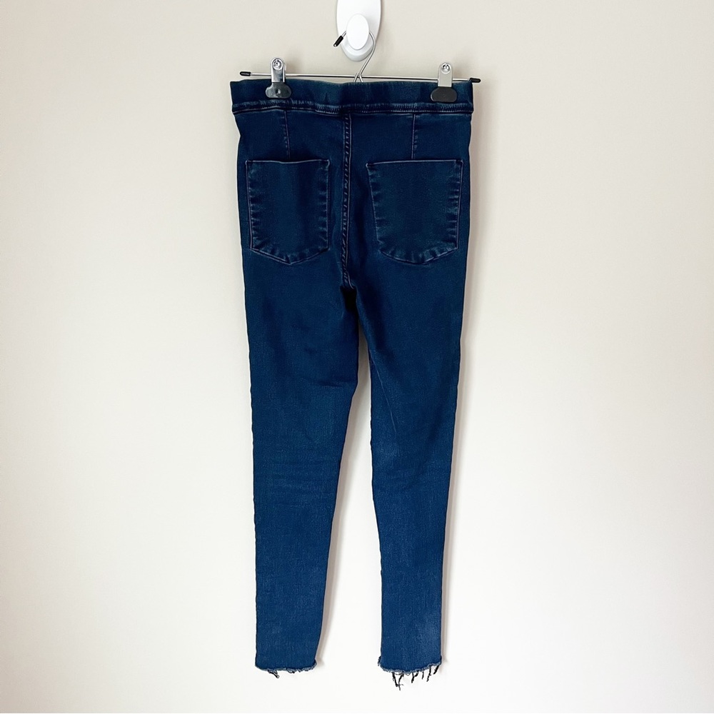 Free People Easy Goes It Raw Hem Denim Leggings Jeggings Dark Wash 27 - Picture 10 of 10